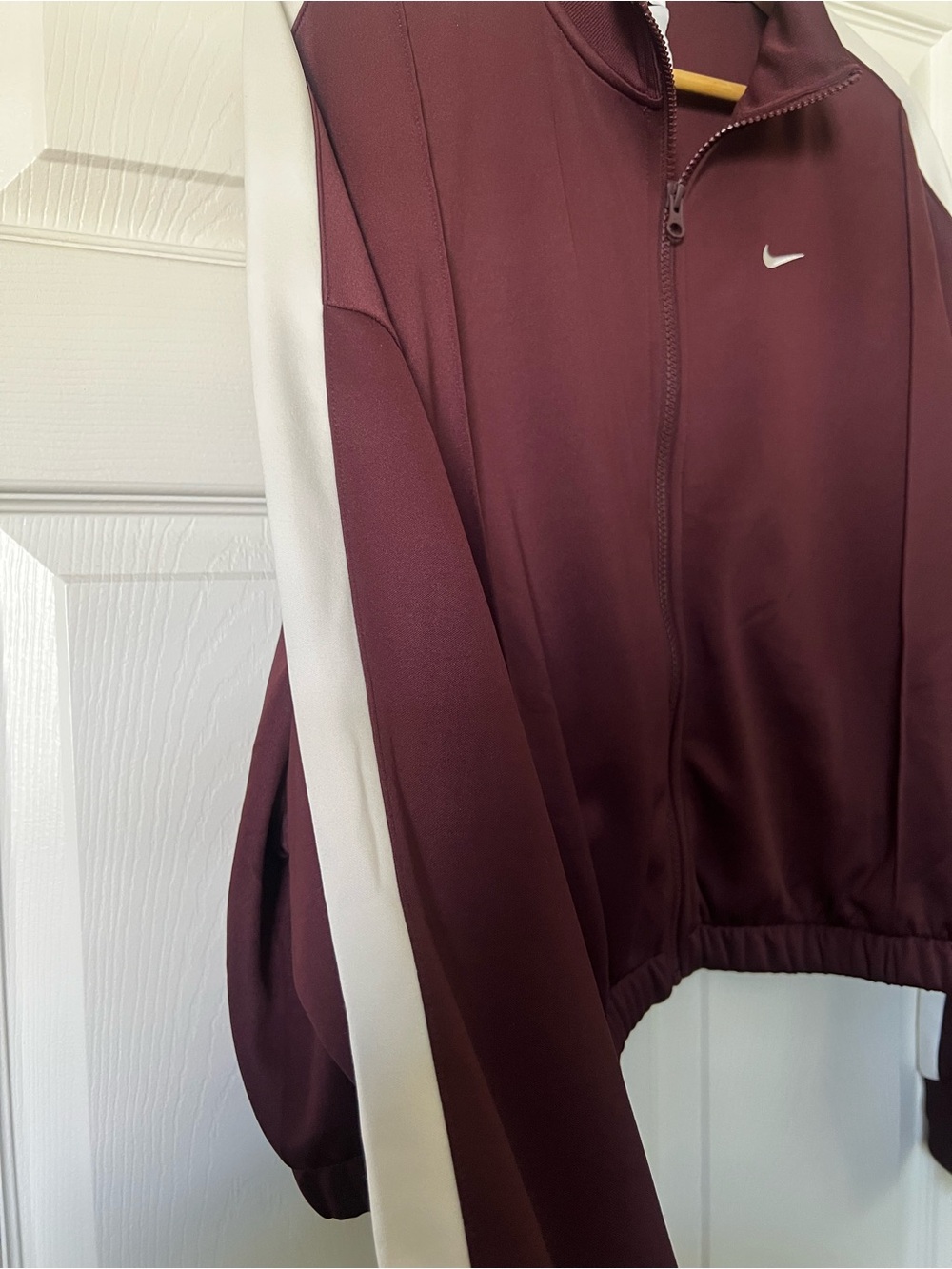 Nike Maroon and White Full-Zip Track Jacket